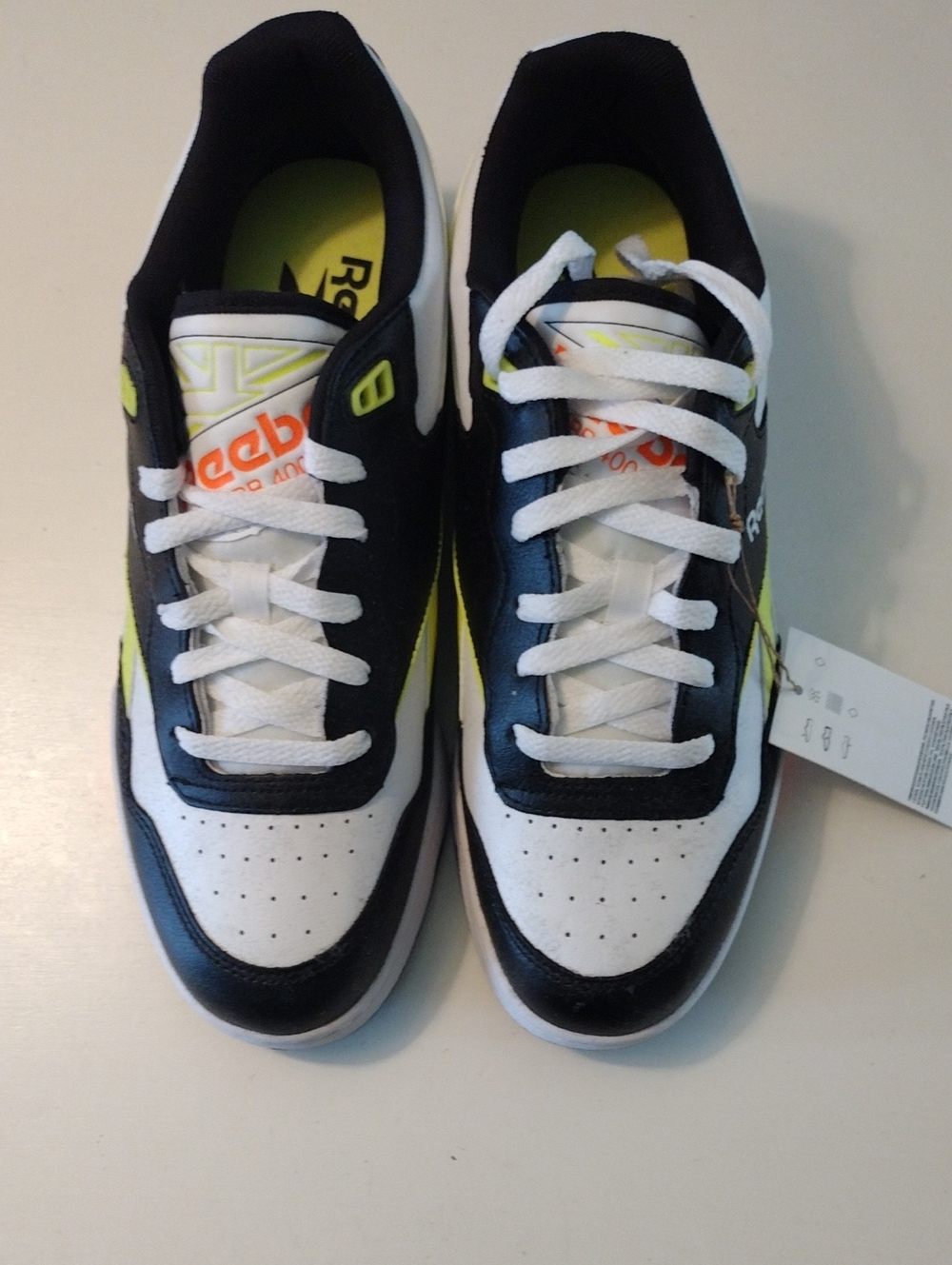Reebok BB 4000 II Reebok Kids Black and White Sneakers with Neon Yellow Accent